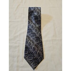 Platinum‎ Designs 100% Silk Hand Made Tie Blue Paisley 59"x3.75"